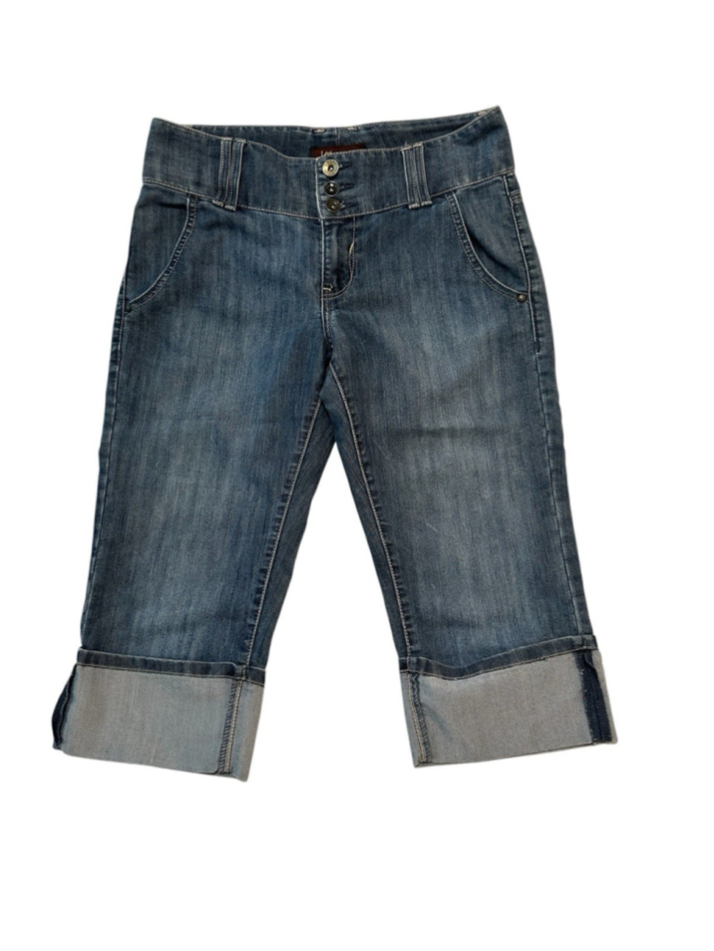 Lee Capri Jeans Sewn In Cuffed Hem Mid-Rise Womens 6M Distressed Stretch - Picture 2 of 16
